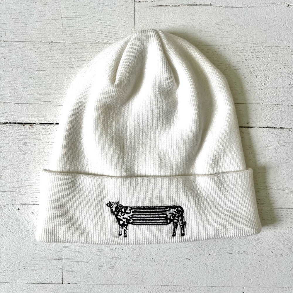 MEOW WOLF | Glitch Cow | Cuff Beanie Hat | White